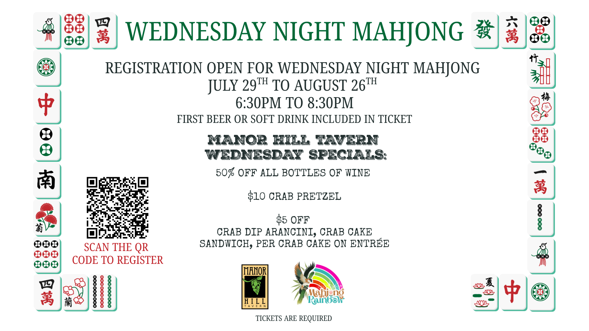 Wednesday Night Mahjong at Manor Hill Tavern